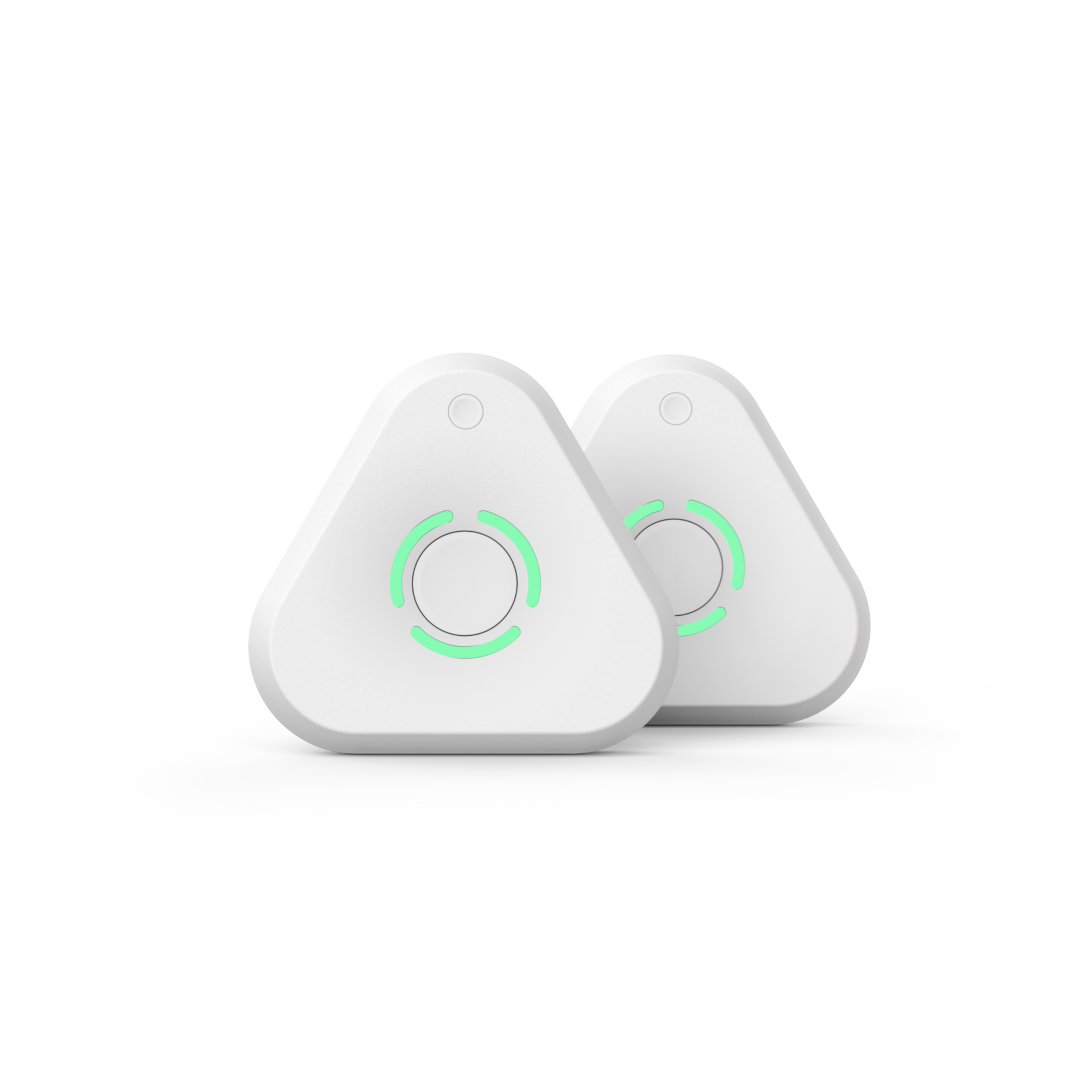 Two white Estimote DL-TDOA anchors with green status lights